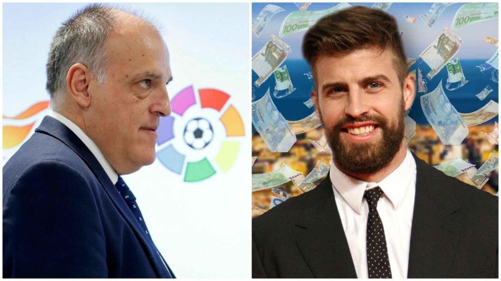 Javier Tebas, presidente de la Liga, y Gerard Piqué, su socio en La Liga Entertainment SL.