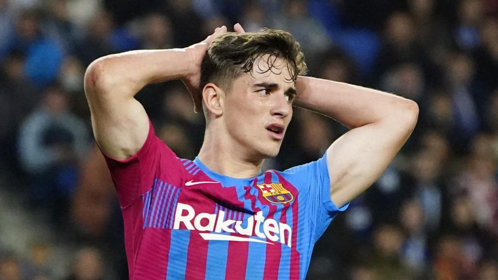 Gavi, en un partido del Barça
