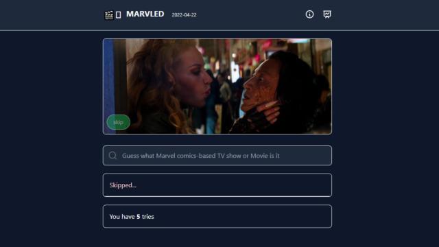 Pantalla de Marvled con la segunda oportunidad para adivinar la película.
