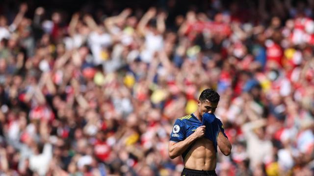 Cristiano Ronaldo, visiblemente afectado en Old Trafford.