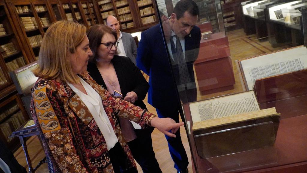 La consejera de Educación, Cultura y Deportes, Rosa Ana Rodríguez, este sábado en la Biblioteca de Castilla-La Mancha.