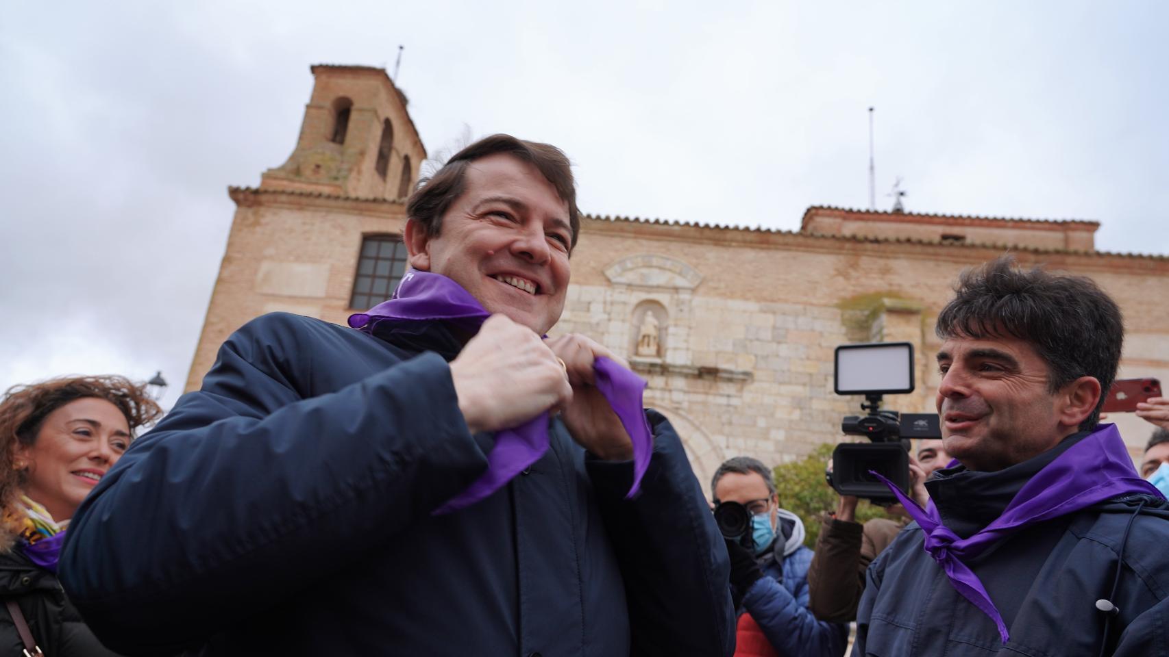 El presidente de la Junta de Castilla y León, Alfonso Fernández Mañueco, hoy en Villalar