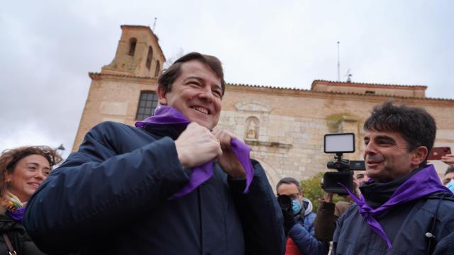 El presidente de la Junta de Castilla y León, Alfonso Fernández Mañueco,  hoy en Villalar