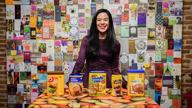 Las cinco cacaos solubles probados por Helen López, directora de la Escuela de Chocolate de Madrid.