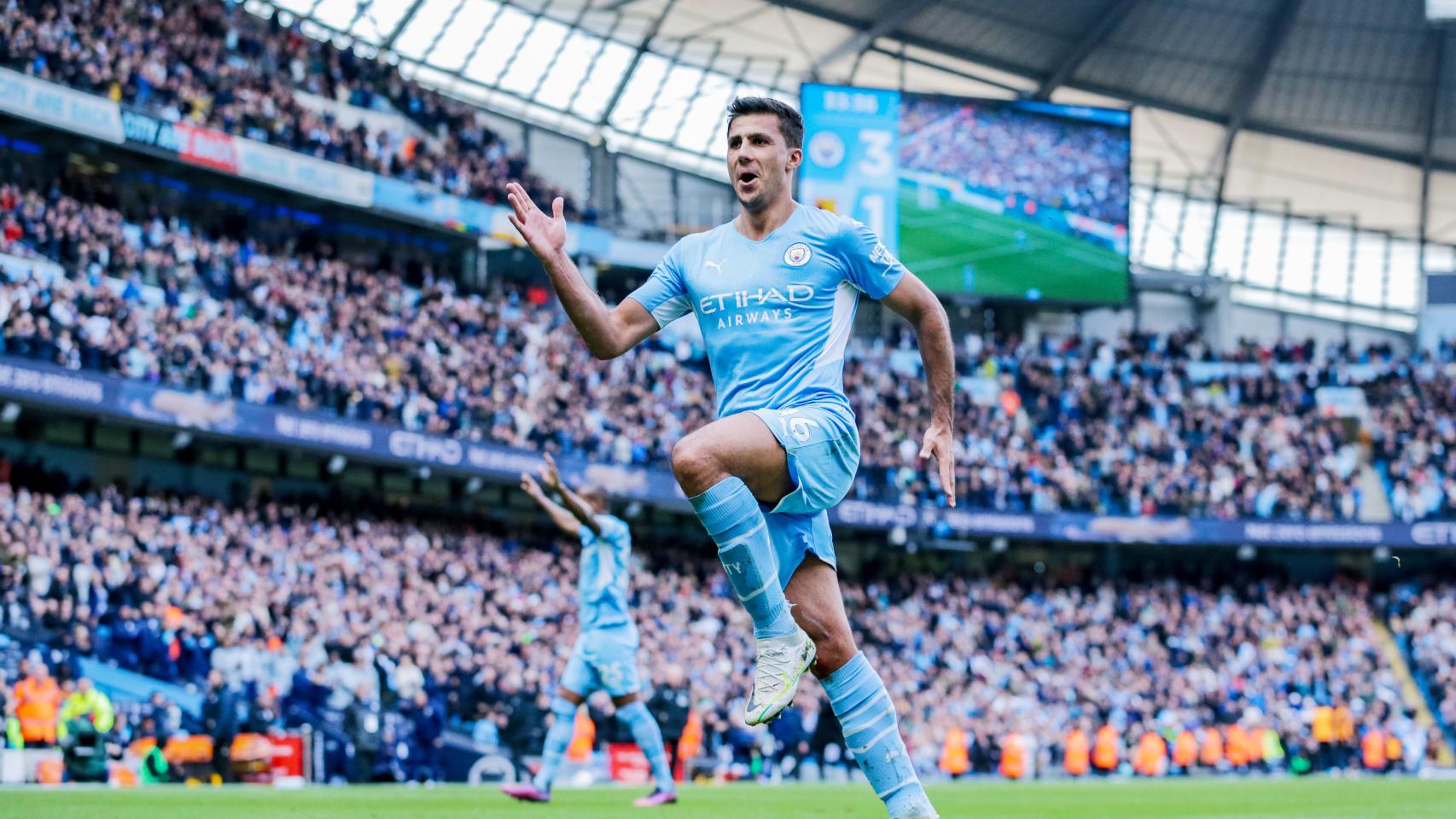 Rodri celebrando un gol con el Manchester City