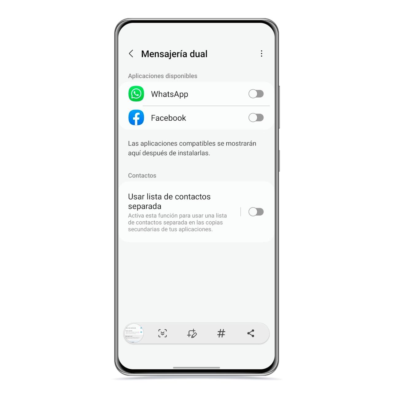 Mensajería dual en Samsung