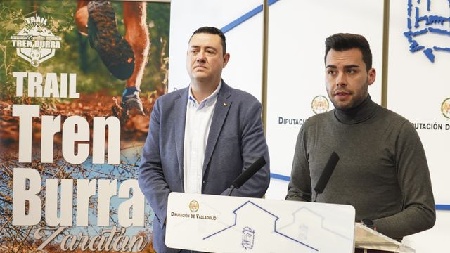 Imagen de archivo del alcalde de Zaratán, Roberto Migallón, presentando la prueba Trail Tren Burra