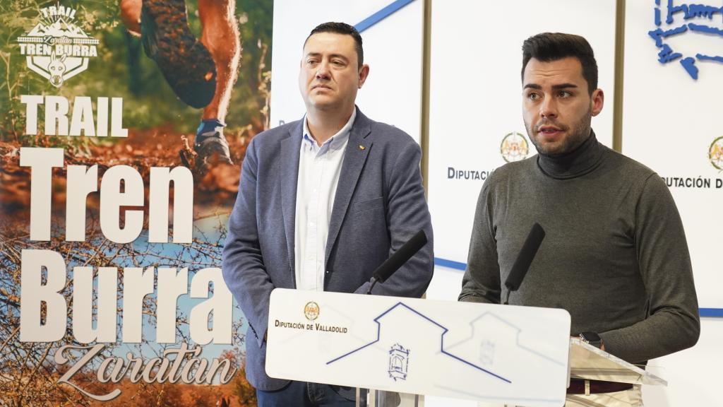 Imagen de archivo del alcalde de Zaratán, Roberto Migallón, presentando la prueba Trail Tren Burra