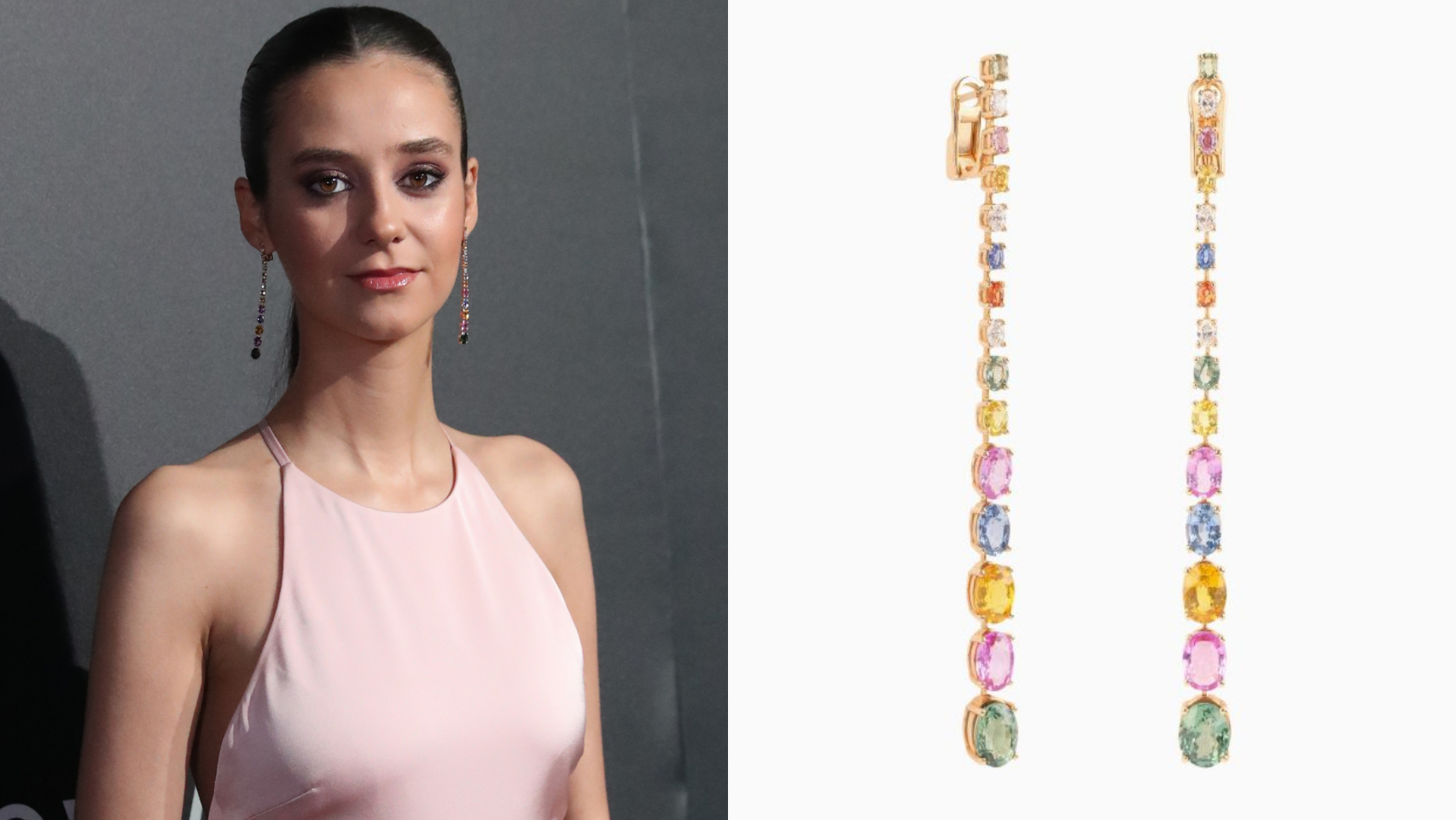 Victoria Federica, con unos pendientes de Joyería Rabat, en la Bridal Fashion Week el 22 de abril de 2022.