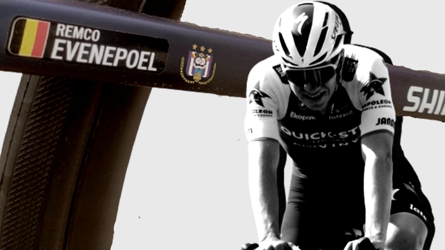 Remco Evenepoel, en un fotomontaje con su bici de la Lieja - Bastoña - Lieja.
