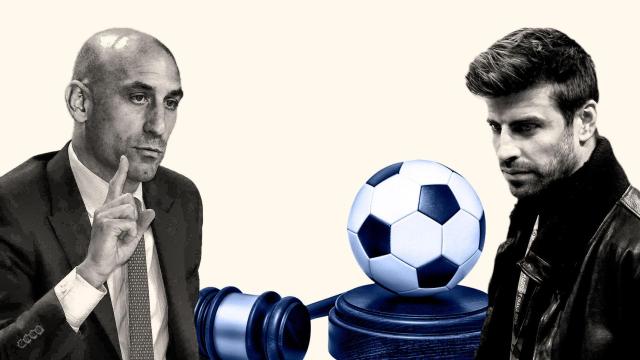 Luis Rubiales (i) y Gerard Piqué (d).