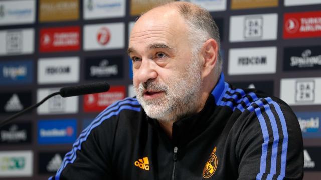 Pablo Laso, en rueda de prensa de la Euroliga