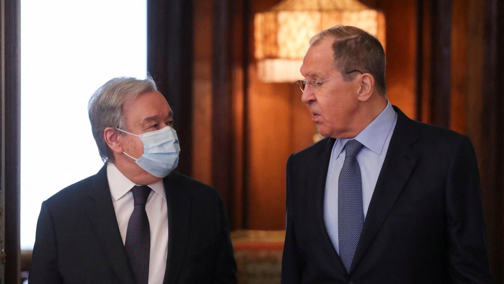 António Guterres y Sergey Lavrov, en su encuentro de este martes.
