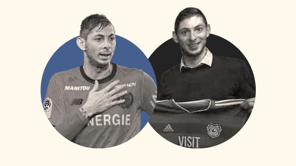 Emiliano Sala con la camiseta del Nantes y el Cardiff