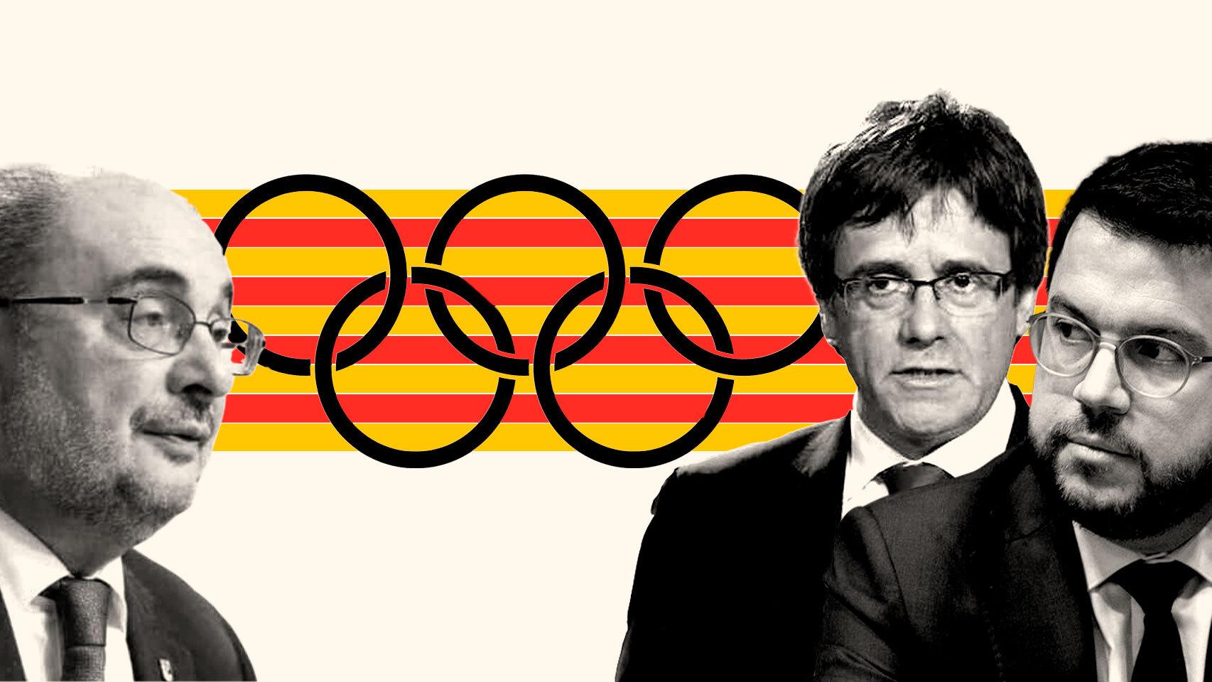 Javier Lambán, Carles Puigdemont y Pere Aragonès