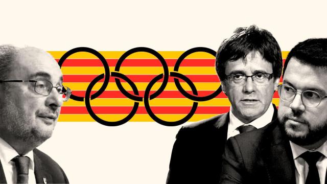 Javier Lambán, Carles Puigdemont y Pere Aragonès