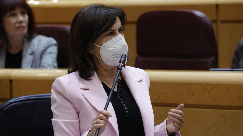 La ministra de Defensa,  Margarita Robles, este martes en su comparecencia ante el Senado.