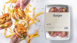 Etiquetas inteligentes de Oscillum en hamburguesas. Detectan el grado de frescura y calidad del producto y evita el desperdicio de alimentos.