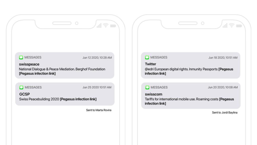 Mensajes phishing por iMessage de Pegasus