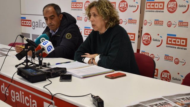 Rueda de prensa de CCOO y UGT para presentar los actos del 1º de Mayo en Galicia