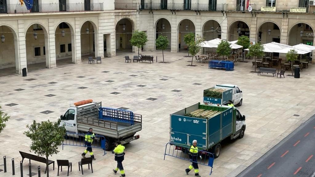 Cañas en la plaza del Ayuntamiento, este miércoles.