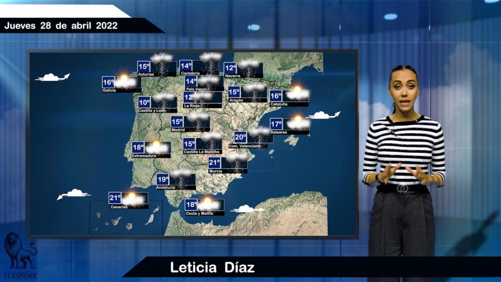 El tiempo para el jueves 28 de abril.