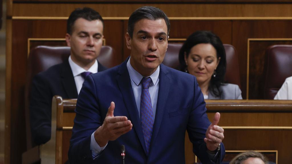 Pedro Sánchez, presidente del Gobierno, este miércoles en la sesión de control del Congreso.