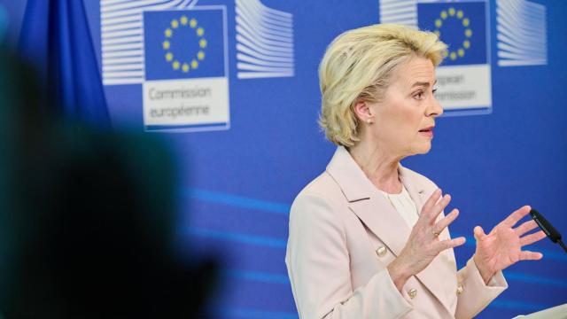 La presidenta Ursula von der Leyen, durante una rueda de prensa