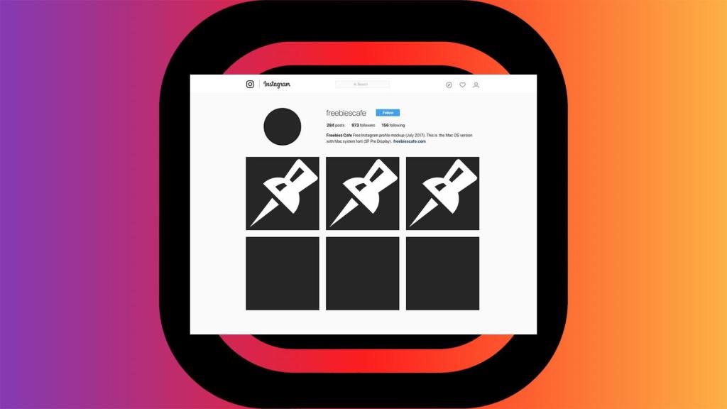 Fotomontaje con un perfil de Instagram con posts anclados.