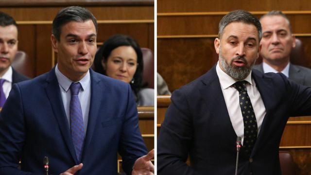 Pedro Sánchez y Santiago Abascal en el Congreso.