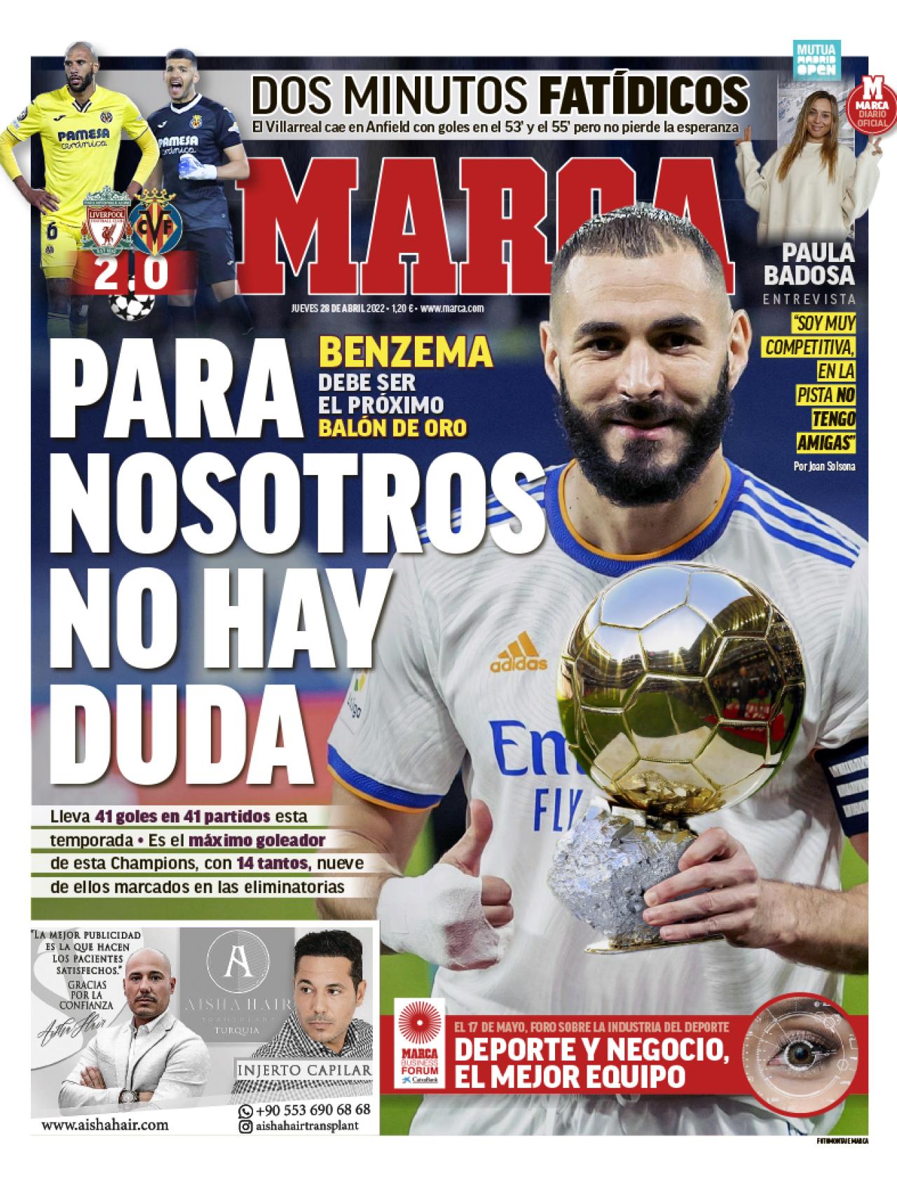 La portada del diario Marca (28/04/2022)
