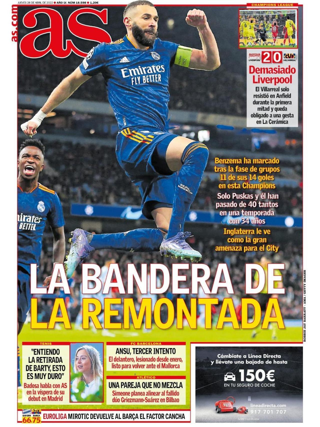 La portada del diario AS (28/04/2022)