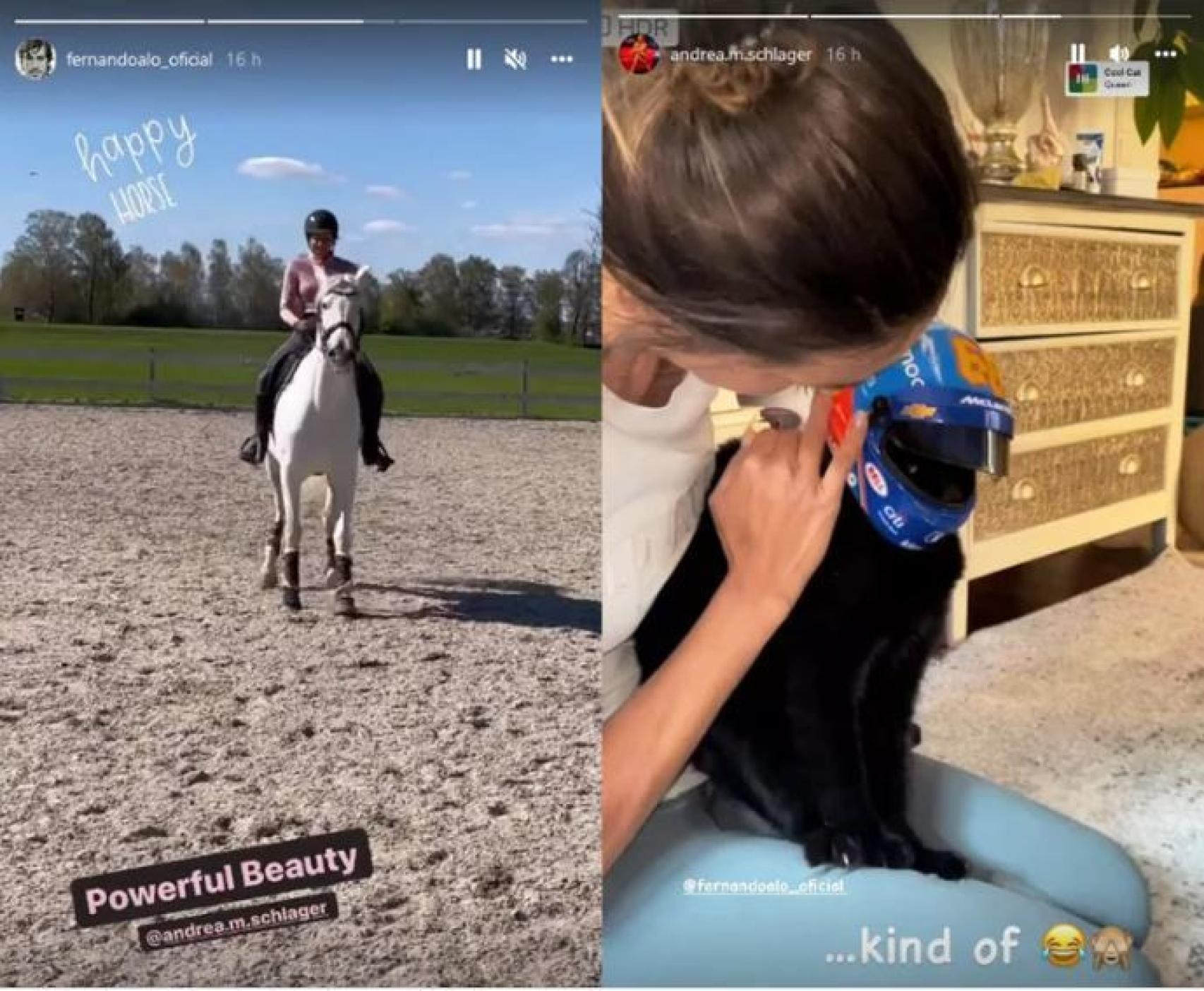 Fernando Alonso y Andrea Schlager han confirmado su relación a través de las redes sociales.