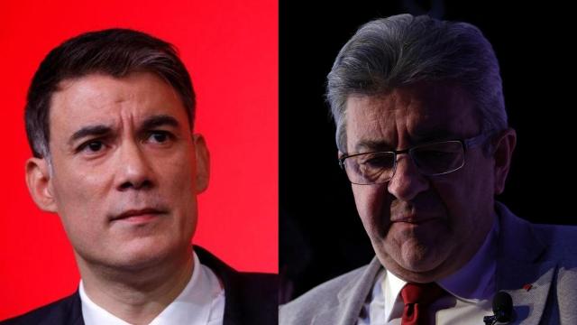 Olivier Faure, líder del PS francés y Jean-Luc Mélenchon, líder de Francia Insumisa.