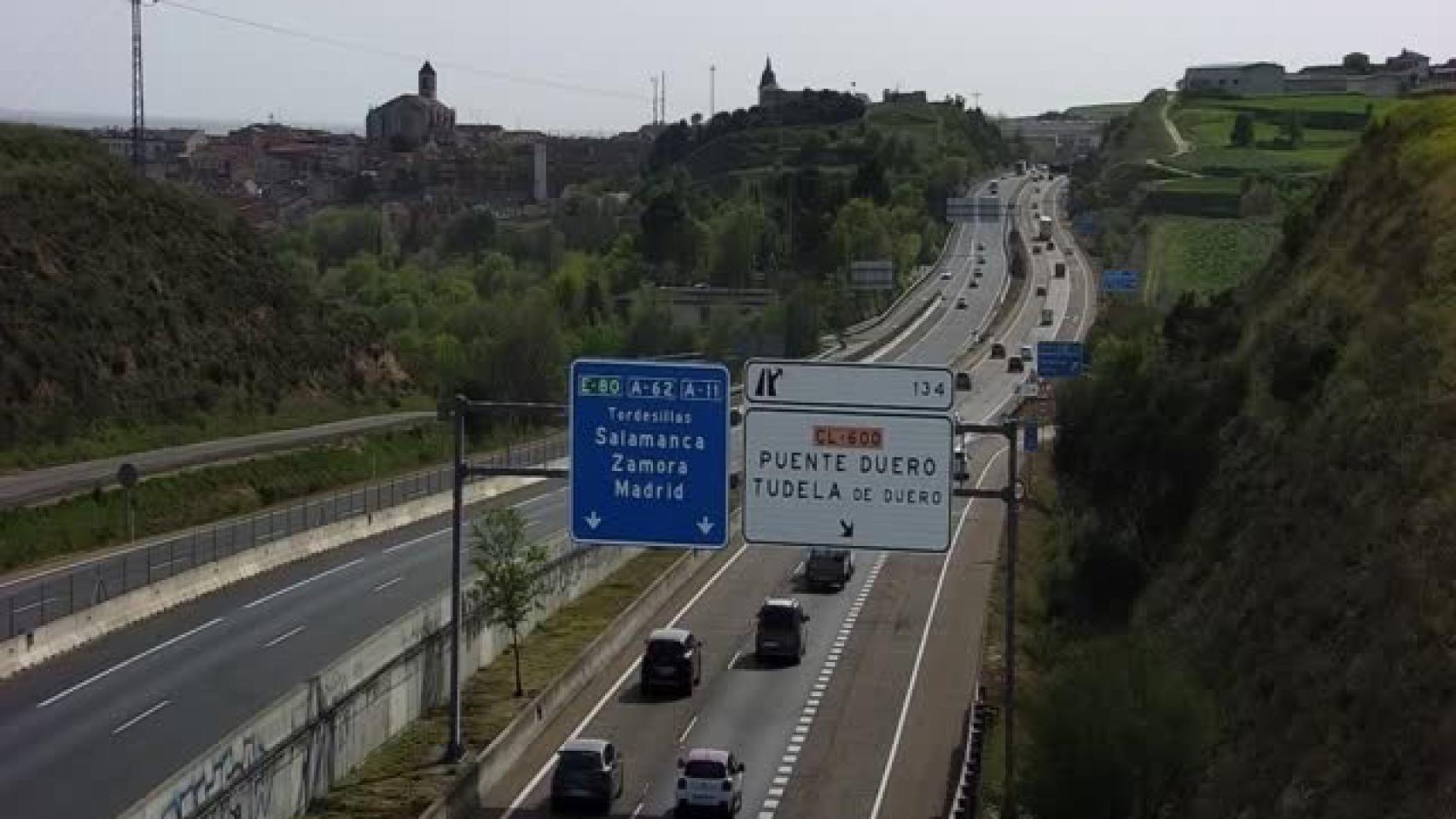 La A-62, Pk 133, a su paso por Simancas. Fotografía: DGT