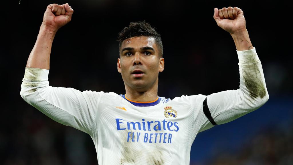 Casemiro celebrando una victoria  con el Real Madrid