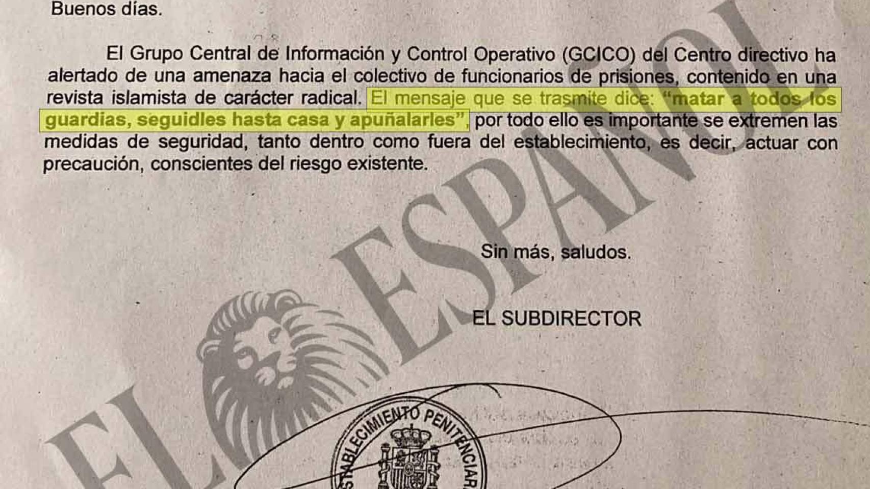 Carta a la jefa de servicios de los funcionarios.