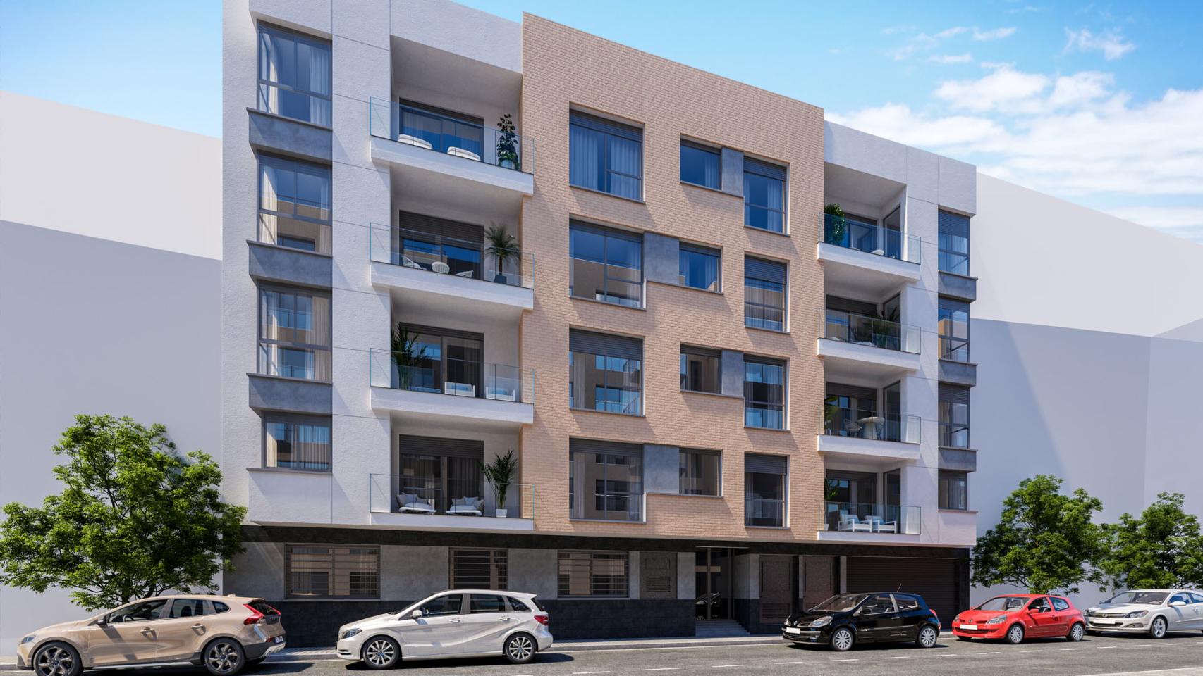 Infografía de la promoción residencial proyectada en la calle Estébanez Calderón, en Málaga.