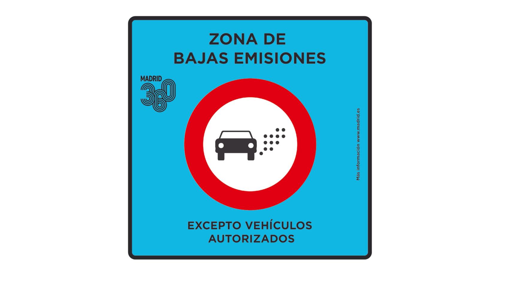 Señal que indica que es una Zona de Bajas Emisiones.
