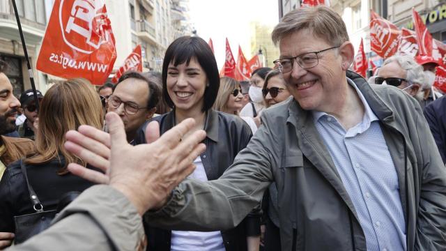 Ximo Puig, en la manifestación del Primero de Mayo, este domingo.