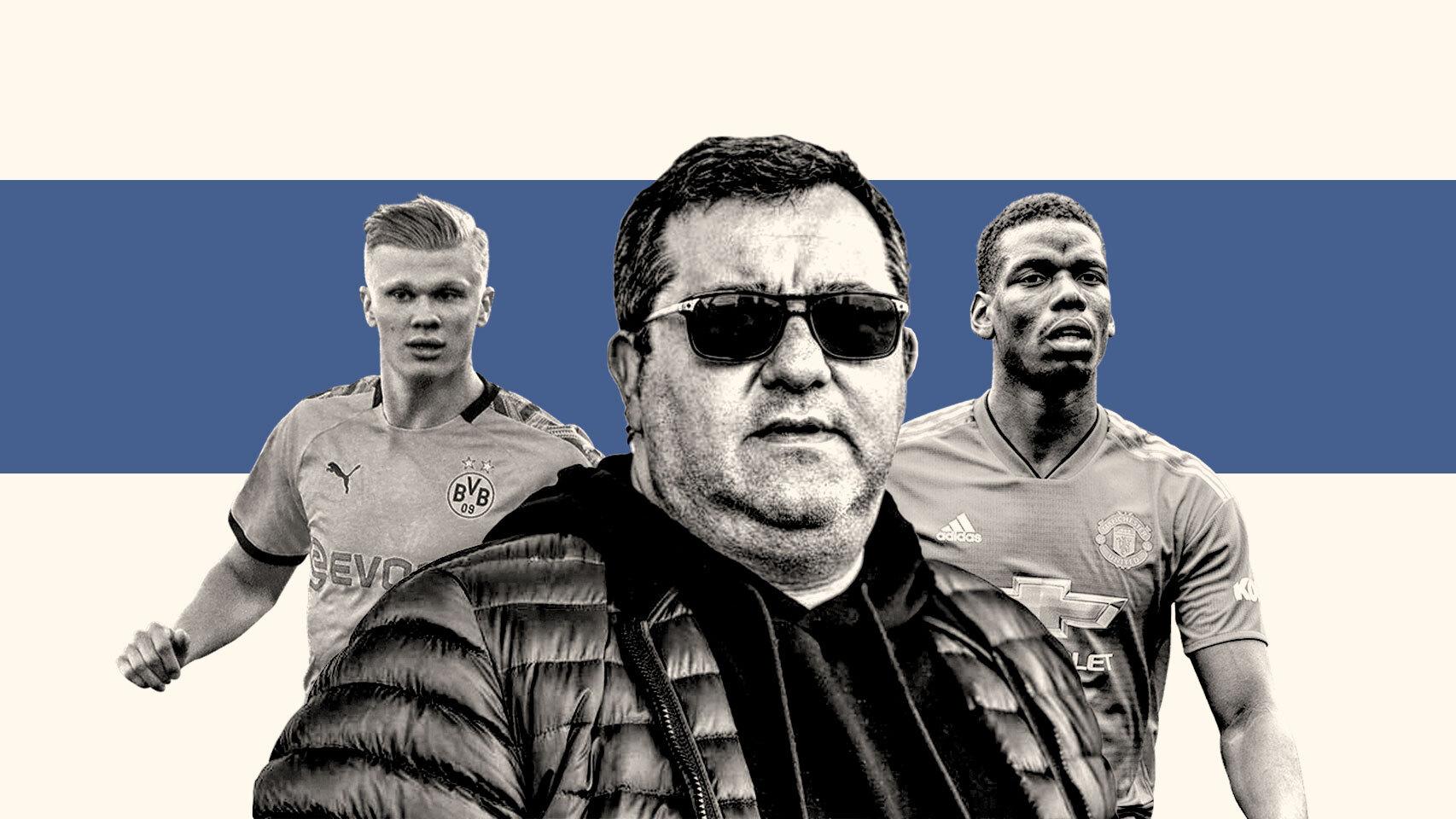 Mino Raiola, Erling Haaland y Paul Pogba