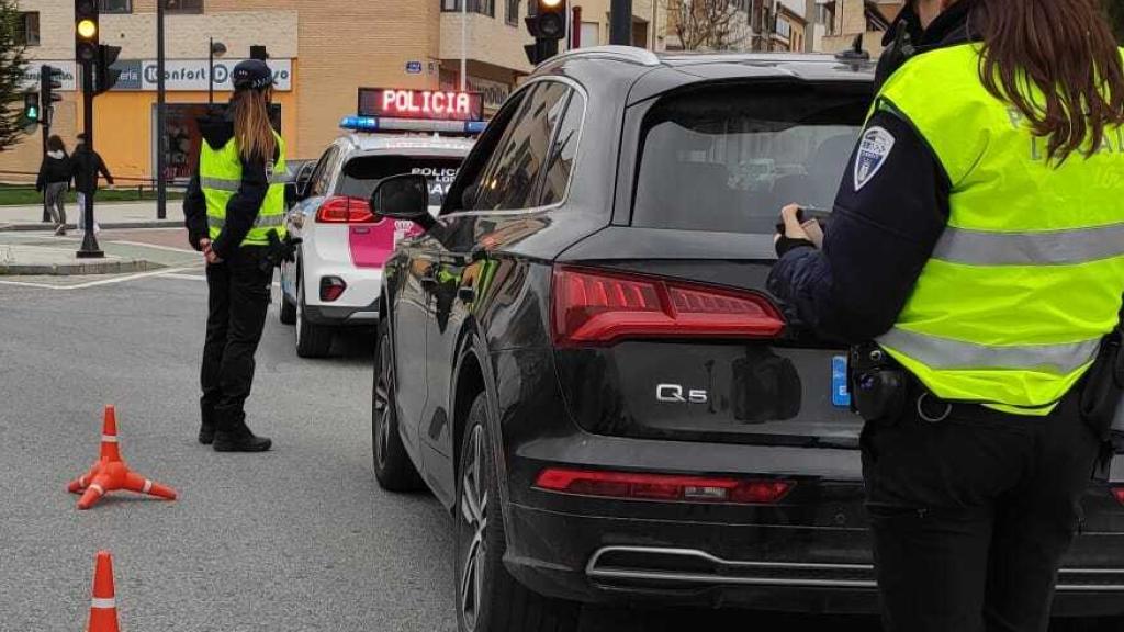 Un control de circulación de la Policía Local de Albacete.