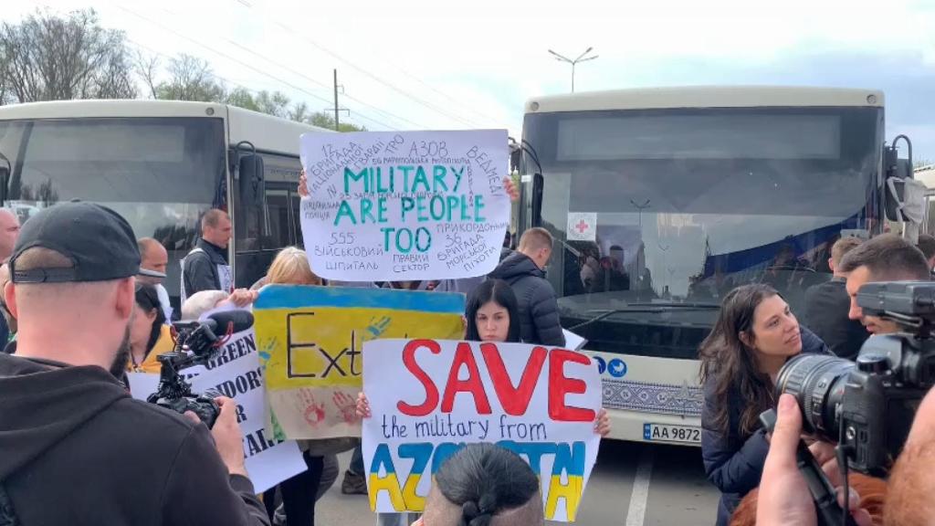 Los primeros refugiados ucranianos en Zaporiyia.