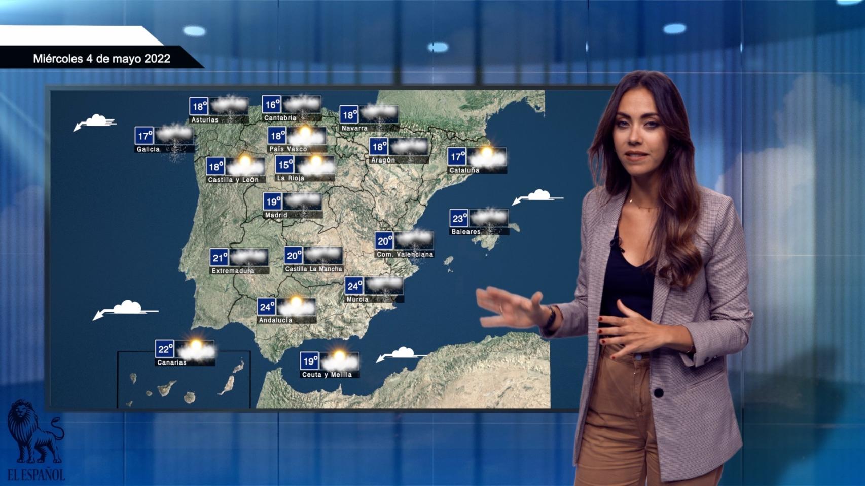 El tiempo para el miércoles 4 de mayo.
