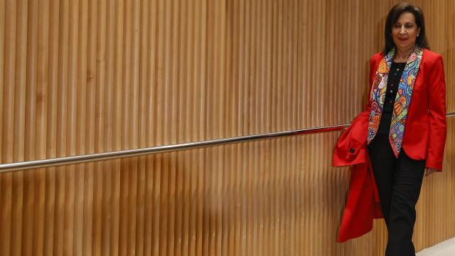 La ministra Margarita Robles, este miércoles a su llegada a la Comisión de Defensa, en el Congreso de los DIputados.