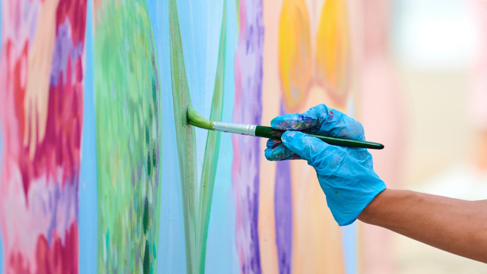 Pintura al aire libre en imagen de archivo.