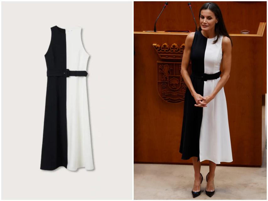 El vestido bicolor de Mango que lució Letizia este miércoles se agotó en cuestión de horas.