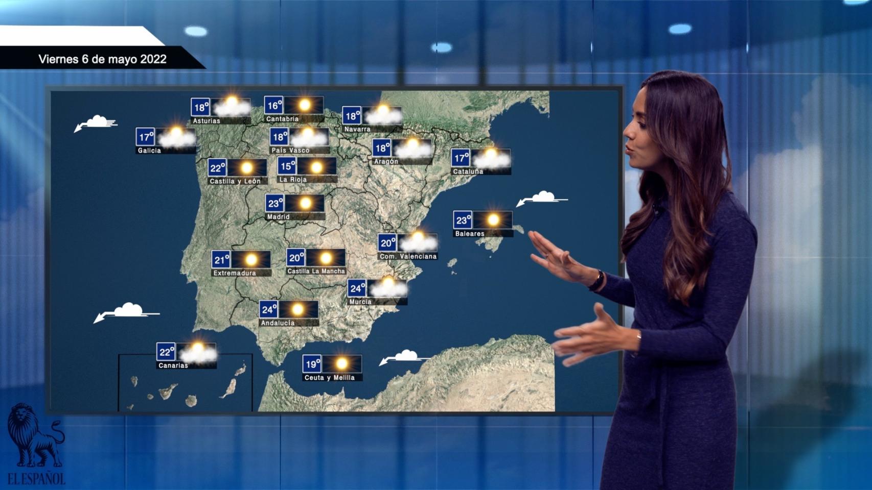 El tiempo para el viernes 6 de mayo.