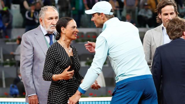 Claudia Rodríguez y Rafa Nadal en el homenaje a Manolo Santana.