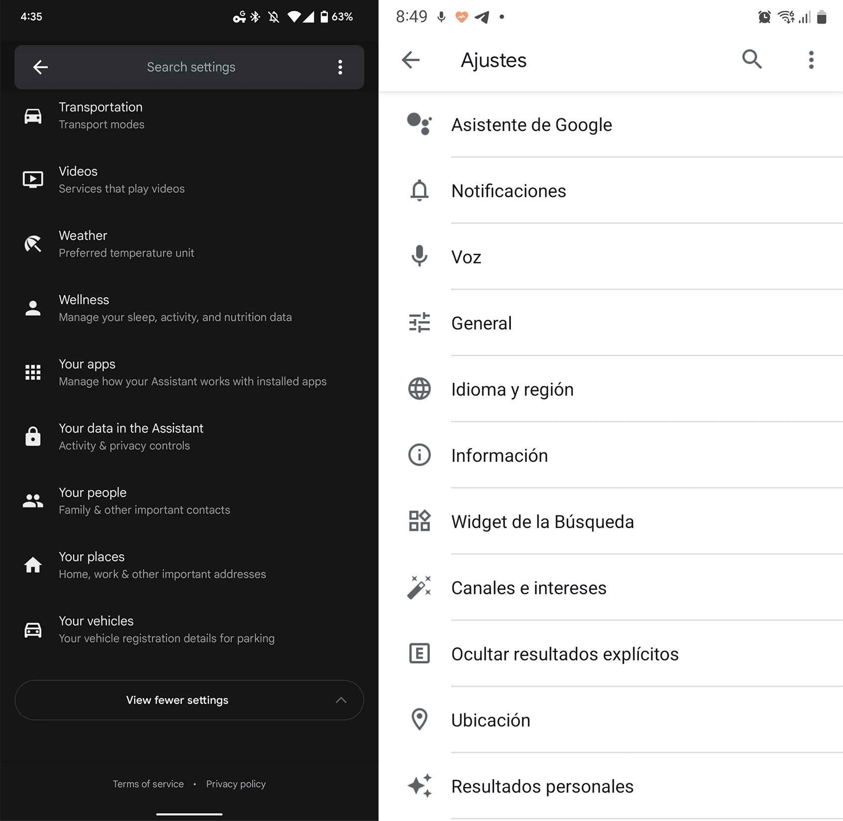 Los nuevos ajustes de Assistant